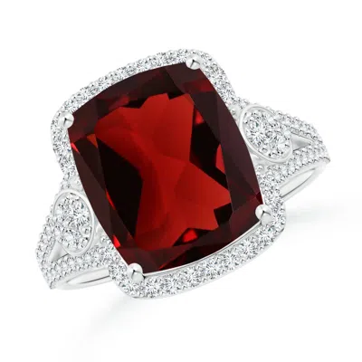 ANGARA CUSHION GARNET SPLIT SHANK COCKTAIL RING WITH PEAR MOTIF