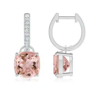ANGARA CUSHION MORGANITE DROP EARRINGS WITH DIAMOND ACCENTS