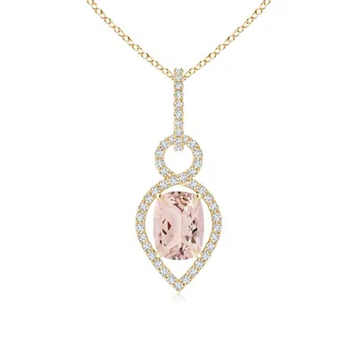 ANGARA CUSHION MORGANITE INFINITY DROP PENDANT WITH DIAMONDS