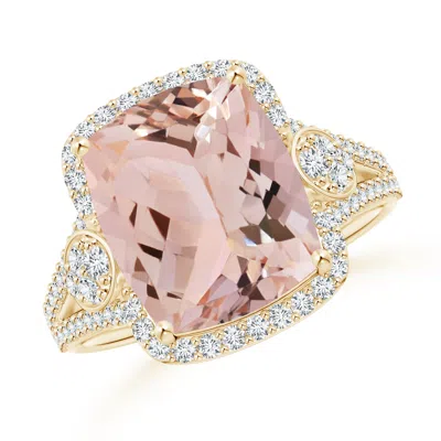 ANGARA CUSHION MORGANITE SPLIT SHANK COCKTAIL RING WITH PEAR MOTIF