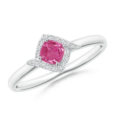 ANGARA CUSHION PINK SAPPHIRE AND DIAMOND HALO PROMISE RING