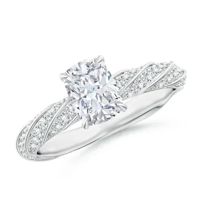 ANGARA CUSHION RECTANGULAR LAB-GROWN DIAMOND TWISTED ROPE SHANK ENGAGEMENT RING