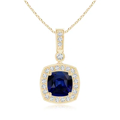 ANGARA CUSHION SAPPHIRE PENDANT WITH DIAMOND HALO
