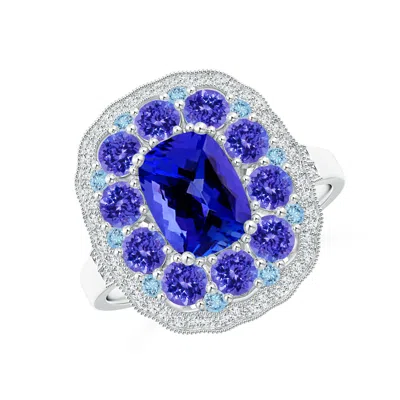 ANGARA CUSHION TANZANITE COCKTAIL RING WITH MILGRAIN DETAILING