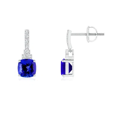 ANGARA CUSHION TANZANITE DANGLE EARRINGS WITH DIAMONDS