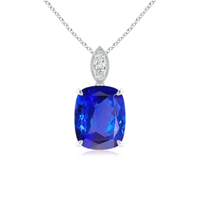 ANGARA CUSHION TANZANITE PENDANT WITH DIAMOND LEAF BALE