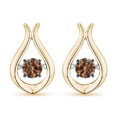 ANGARA DANCING COFFEE DIAMOND SOLITAIRE DROP EARRINGS