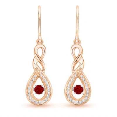 ANGARA DANCING RUBY INFINITY DROP EARRINGS WITH DIAMOND