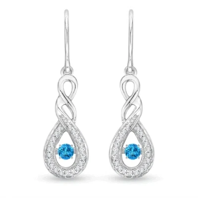 ANGARA DANCING SWISS BLUE TOPAZ INFINITY DROP EARRINGS WITH DIAMOND
