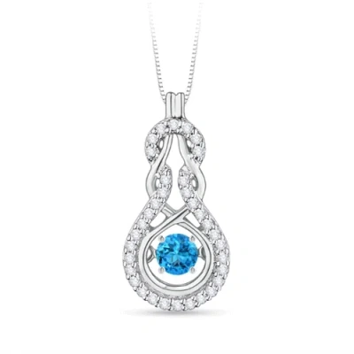 ANGARA DANCING SWISS BLUE TOPAZ INFINITY KNOT PENDANT WITH DIAMONDS