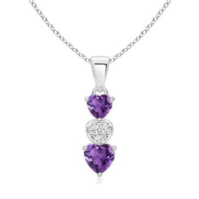 ANGARA DANGLING AMETHYST AND DIAMOND TRIPLE HEART PENDANT