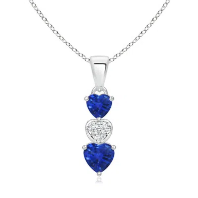 ANGARA DANGLING BLUE SAPPHIRE AND DIAMOND TRIPLE HEART PENDANT