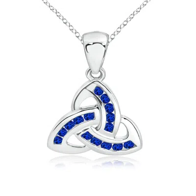 ANGARA DANGLING CHANNEL-SET BLUE SAPPHIRE CELTIC KNOT PENDANT
