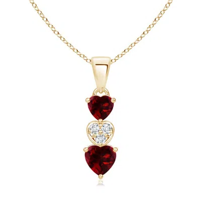 ANGARA DANGLING GARNET AND DIAMOND TRIPLE HEART PENDANT