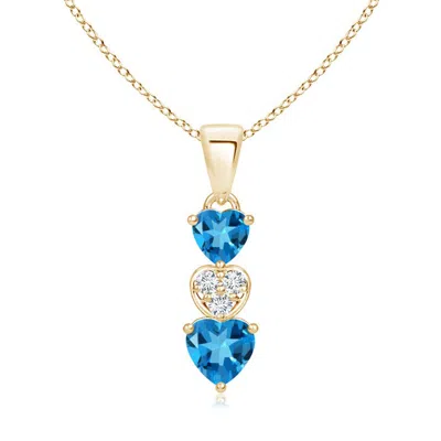 ANGARA DANGLING SWISS BLUE TOPAZ AND DIAMOND TRIPLE HEART PENDANT