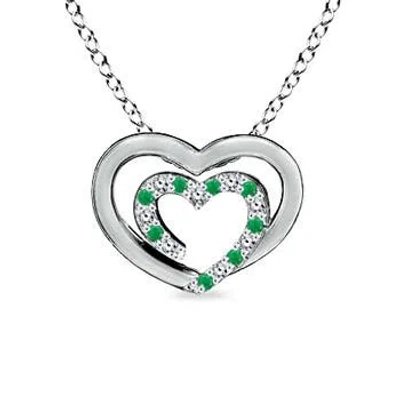 ANGARA DIAMOND AND EMERALD DOUBLE HEART NECKLACE