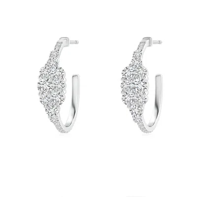 ANGARA DIAMOND CLUSTER ASYMMETRICAL HOOP EARRINGS