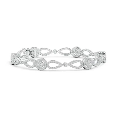 ANGARA DIAMOND FLORAL CLUSTER LINK BRACELET WITH HALO