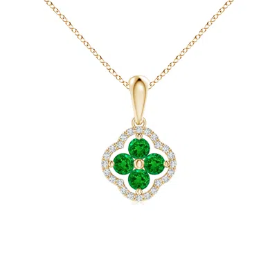 ANGARA DIAMOND FRAMED EMERALD CLOVER PENDANT