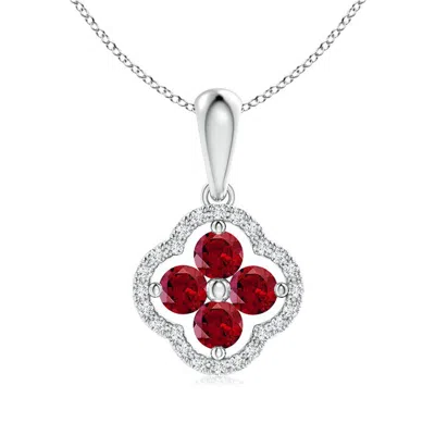 ANGARA DIAMOND FRAMED GARNET CLOVER PENDANT