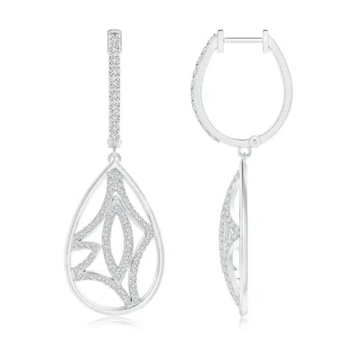 ANGARA DIAMOND LATTICE DROP HOOP EARRINGS