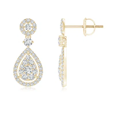 ANGARA DIAMOND PEAR-SHAPED CLUSTER HALO DROP EARRINGS