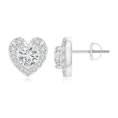 ANGARA DIAMOND STUD EARRINGS WITH HEART-SHAPED HALO