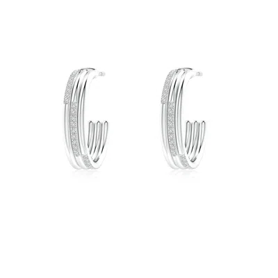 ANGARA DIAMOND TRIPLE LAYER HOOP EARRINGS