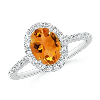 ANGARA DOUBLE CLAW-SET OVAL CITRINE HALO RING WITH DIAMONDS