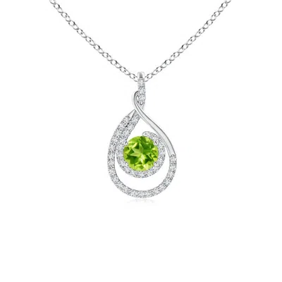 ANGARA DOUBLE LOOP TWIST PERIDOT PENDANT WITH DIAMONDS