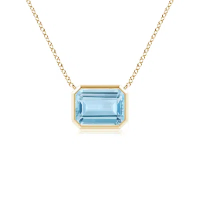 ANGARA EAST-WEST BEZEL-SET EMERALD-CUT AQUAMARINE PENDANT