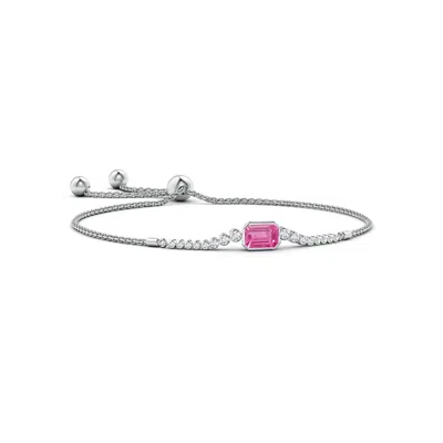 ANGARA EAST WEST BEZEL-SET EMERALD-CUT PINK SAPPHIRE BOLO BRACELET