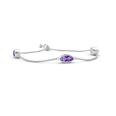 ANGARA EAST-WEST BEZEL-SET MARQUISE AMETHYST STATION BOLO BRACELET