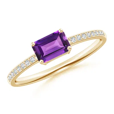 ANGARA EAST-WEST EMERALD-CUT AMETHYST SOLITAIRE RING
