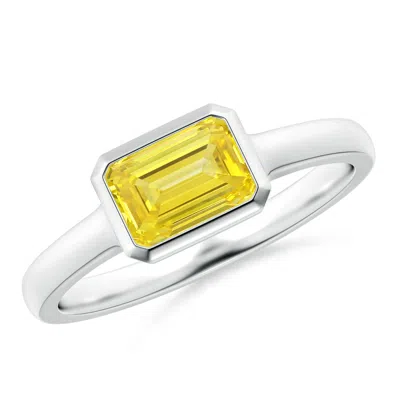 ANGARA EAST-WEST EMERALD-CUT FANCY INTENSE YELLOW DIAMOND SOLITAIRE RING