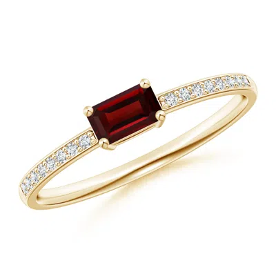 ANGARA EAST-WEST EMERALD-CUT GARNET SOLITAIRE RING