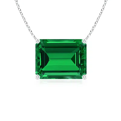 ANGARA EAST-WEST EMERALD-CUT LAB-GROWN EMERALD SOLITAIRE PENDANT
