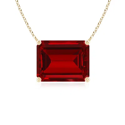 ANGARA EAST-WEST EMERALD-CUT LAB-GROWN RUBY SOLITAIRE PENDANT