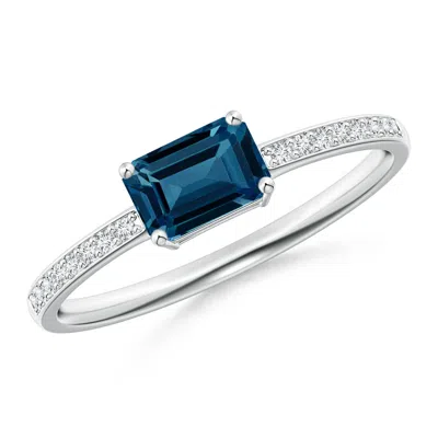 ANGARA EAST-WEST EMERALD-CUT LONDON BLUE TOPAZ SOLITAIRE RING