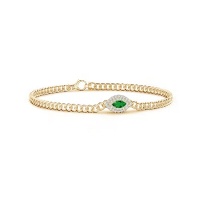 ANGARA EAST WEST MARQUISE EMERALD DOUBLE HALO BRACELET