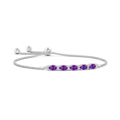 ANGARA EAST-WEST OVAL AMETHYST BOLO BRACELET WITH DIAMONDS