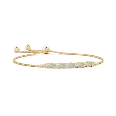 ANGARA EAST-WEST OVAL OPAL BOLO BRACELET WITH DIAMONDS