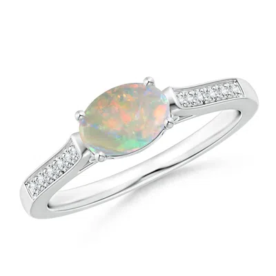 ANGARA EAST-WEST OVAL OPAL SOLITAIRE RING WITH DIAMONDS