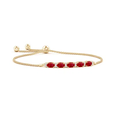 ANGARA EAST-WEST OVAL RUBY BOLO BRACELET WITH DIAMONDS
