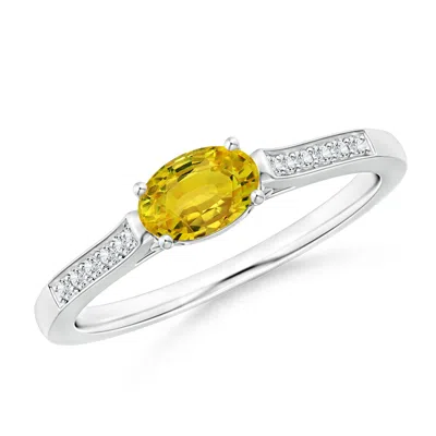 ANGARA EAST WEST OVAL YELLOW SAPPHIRE SOLITAIRE RING WITH DIAMONDS
