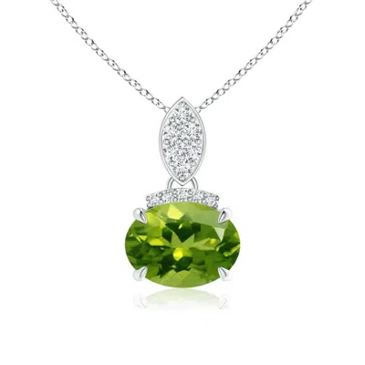ANGARA EAST-WEST PERIDOT PENDANT WITH DIAMOND BALE