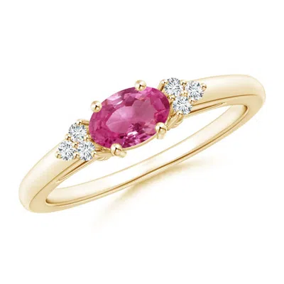 ANGARA EAST-WEST PINK SAPPHIRE SOLITAIRE RING WITH DIAMONDS