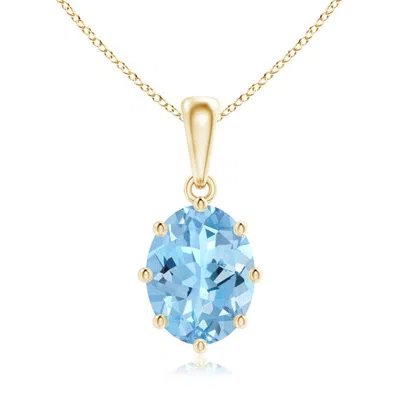 ANGARA EIGHT PRONG-SET OVAL AQUAMARINE PENDANT