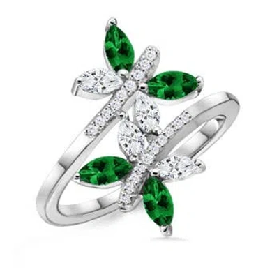 ANGARA EMERALD AND DIAMOND BUTTERFLY BYPASS RING