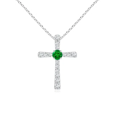 ANGARA EMERALD AND DIAMOND CROSS PENDANT